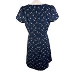 Loft  Dress Navy Feathers V-Neck Short Sleeves 8 Pockets New Photo 3