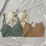 Danskin Set of 3 Seamless Bras Bralettes 34B Nude White Cream Green Photo 1