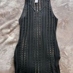 CHA CHA Black Loose Knit Mesh Sleeveless Sweater Mini Dress Cover Up Sz M EUC Size M Photo 3