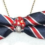 “Dainty Dapper” Striped Bow Tie Necklace Red Photo 1