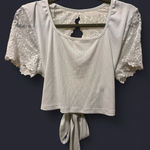 SheIn White Lace Crop Top Photo 0