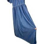 Vintage Pellini Blues Denim Embroidered Maxi Dress Size 16 Blue Photo 3