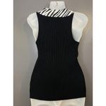 Willi Smith  Top Womens Large Black Zebra Print Zip Front Sleeveless Tank Photo 3