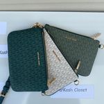 Michael Kors Racing Green Multi Crossbody Triple Pouch Jet Set Item Medium Bag Photo 4