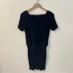 Free People Beach Happy Hour Mini Dress Black Blouson Ribbed Stretch Cutout S Photo 2