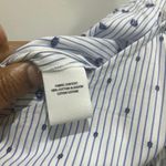 Derek Lam  10 CROSBY White Blue Striped Embroidered Pin Dots V-Neck Dress 6 Photo 5