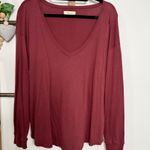 Madewell Long Sleeve V Neck Maroon Shirt Size Medium Photo 2