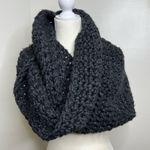 Handmade Large Chunky Knit Infinity Scarf Dark Gray Photo 0