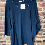 Quacker Factory NWT  Black Braided Sparkle 3/4 Sleeve T-Shirt Women's Size 3X Photo 0