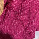 Juicy Couture Deep Red Cropped Vneck Sweater Metallic Collar Ragged Edges Large Photo 8