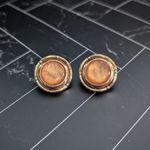 Vintage Clip On Earrings Orange & Gold Tone Stylish & Elegant 1" Photo 1