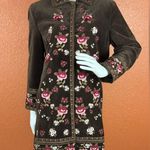NYGARD COLLECTION Embroidered Floral Velvet Coat Jacket Womens Size 14. B25 Brown Photo 0