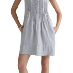 Quince  Size M 100% European Linen Sleeveless Swing Dress Blue Pinstripe Photo 0