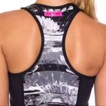 Betsey Johnson Performance Sports Bra Crop Top Black Grey Floral Stripe Size XS Photo 1