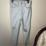 Madewell  The Mom Jean High Waist Ripped Distressed Raw Hem Jeans Size 27 Photo 2
