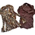 Allison Taylor Y2K 2000's Set of 2 Going Out Ruffle Tops Leopard Print Brown XL Photo 0