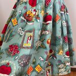 Grace Karin  Turquoise Rockabilly Viva Frida Kahlo Pleated A-Line Skirt Photo 1