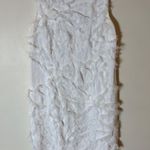 Ann Taylor  Petite White Textured Chiffon Appliqué Sheath Dress 8P Photo 0