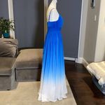 Women’s Full Length Ombré Chiffon Prom Party Wedding Formal Dress Size 6 NWT Blue Photo 4