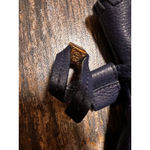 Tory Burch Navy Leather Marion Slouchy Tote Bag Purse Gold Chain & Wallet EUC Photo 6