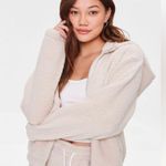 Forever 21  Hooded Faux Shearling Zip Teddy Jacket Sweater Pink Size S NEW Photo 0