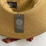 Vince Camuto Women's Wide Brim Sun Hat One Size Floral Scarf Band Tan Pink NWT Photo 4