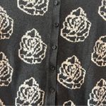 Loft Ann Taylor dark gray and white rose print crewneck cardigan sweater small Photo 3