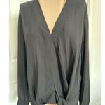 Chelsea28 Womens Faux Wrap Top Long Sleeve V Neck Blouse Black Size (M) Photo 1