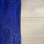 Mac Duggal  Blue Sequin Beaded Sheath V-Neck Sleeveless Prom Formal Dress Photo 4