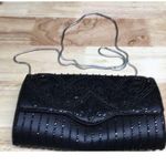 Vintage Hashimoto Women's Black Beaded Chain Strap Embellished Shoulder Bag Photo 0