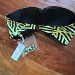 Seafolly  Australia‎ Twist Bandeau Bikini Top Geometric Green Neon Black Size 10 Photo 5