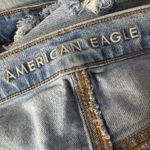 American Eagle SZ 2 Baggy Jeans Distressed Rips Hi-Rise Zip-Fly Pockets Whisker Photo 10