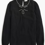J. Crew Jeweled Bow Black Top/Blouse Medium Photo 0
