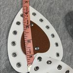 Classic White /brown Women's belt with heart shaped design and brass like buckle Photo 6