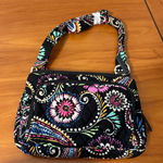 Vera Bradley  Bandana‎ Swirl Crossbody Quilted Fabric Purse Bag Black Colorful Photo 0