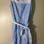 Talbots  blue white pin striped dress pockets sz 4 square neck tank belted Photo 0