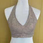 Aerie women M V-cut halter top lace bralette grey Photo 0