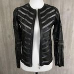 Madonna leather long sleeve mesh cut out zip jacket by Belgin Francis s Black Photo 1