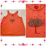 Life is Good Women’s orange  tank top - tree - birds. Size Small Photo 1