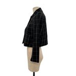 Brooks Brothers  Black Windowpane Print Cropped Blazer Wool Size‎ 2P Petite Photo 5