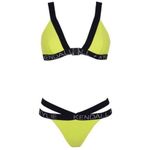 Kendall + Kylie Bright Neon Yellow & Black Strappy Cheeky Two-Piece Bikini Set Photo 4