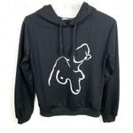 SheIn Female Figure Outline Long Sleeve Hoodie Black White Cotton Blend Small Photo 4