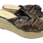 ZARA  Brown Snakeskin Jute Espadrille Platform Slide Sandals Size‎ 39 / US 8.5 Photo 0