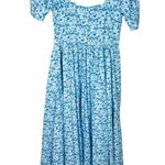 Free People White And Blue Dainty Floral Bohemian Puff Sleeve Maxi Dress Photo 2