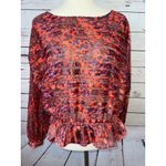 Free People  Small Blouse Paisley Metallic Stripe Shirt Boho‎ Hippie Peplum Photo 5
