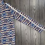 Lucky Brand  Longline Cardigan Blue Open Front Size L Southwestern Aztec Boho Photo 9