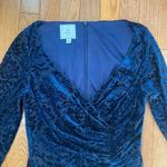 David's Bridal blue floral paisley velvet king sleeve formal dress Photo 1