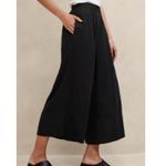 Banana Republic Linen Blend Pull On Wide Leg Cropped Pants Black Size Small Photo 1