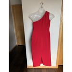 Dress the Population  Martine One Shoulder Dress Large Red Ruched Photo 2