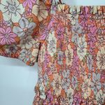Sunday Best Floral Babydoll Dress size Large Smocked Aritzia Puff Cap Sleeves Orange Photo 2